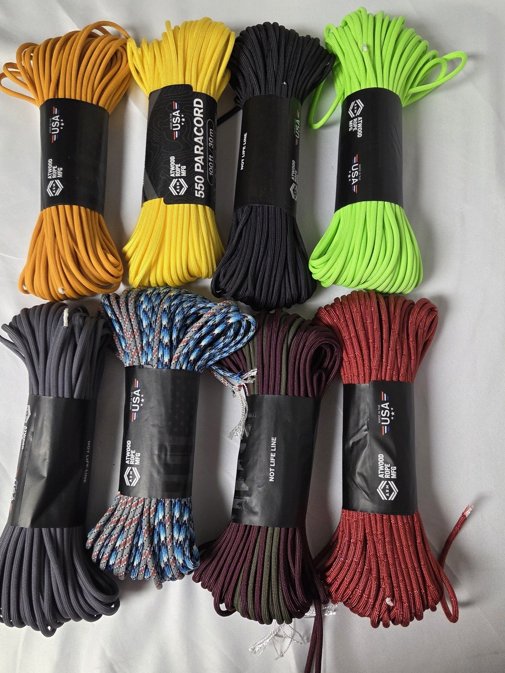 Atwood 550 Paracord Bundle - Multiple Colors 8 Hanks